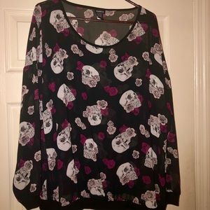 Torrid Sheer Skull Print Top, Size 2